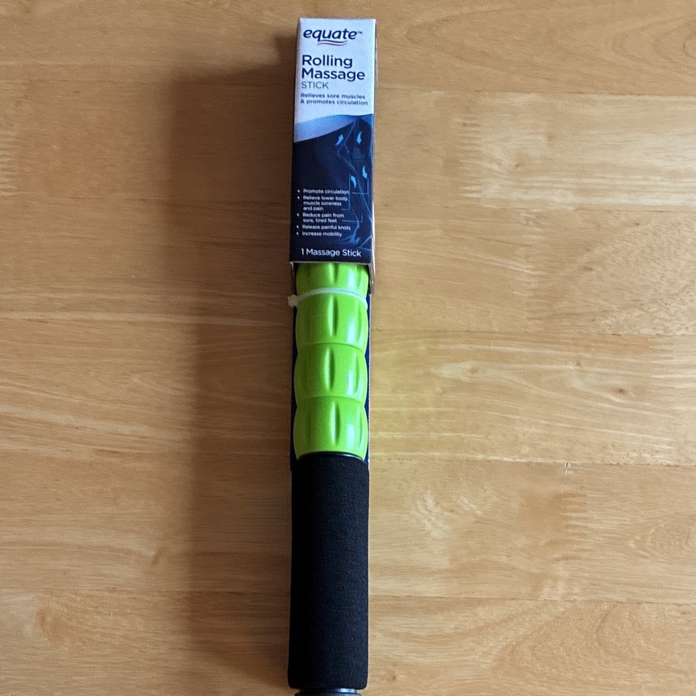 Equate Rolling Massage Stick Handheld Manual Massager for Legs/Feet Green/Black